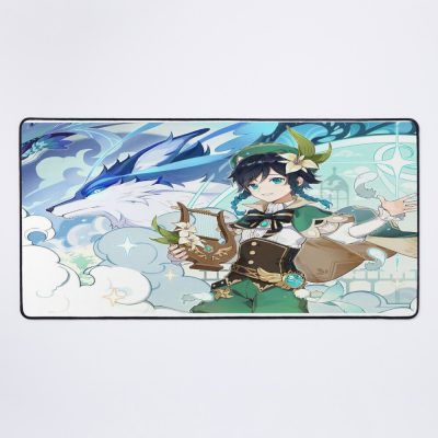 Genshin Impact - Venti, Dvalin And Wolf Of The North Official Artwork Mouse Pad Official Anime Mouse Pad Merch