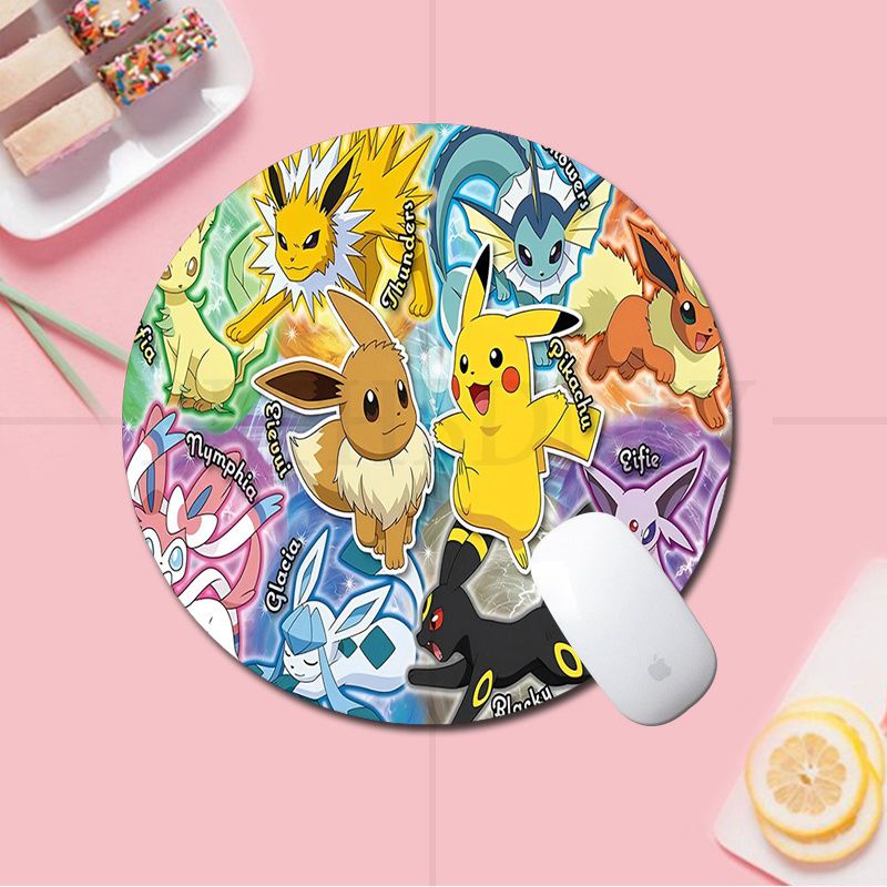 BANDAI Pokemon Small Round Kawaii Cartoon Anime Gaming Mouse Pad Keyboard Mouse Mats Deskpad Girls Writing 13 1 - Anime Mouse Pad Shop