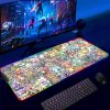 Backlight Mause Pad With Wire Gamer Accessories RGB Pokemon Mousepad Anime Luminous Mouse Gaming Desk Mat - Anime Mouse Pad Shop