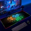 Backlight Mause Pad With Wire Gamer Accessories RGB Pokemon Mousepad Anime Luminous Mouse Gaming Desk Mat 19 - Anime Mouse Pad Shop