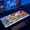 Backlight Mause Pad With Wire Gamer Accessories RGB Pokemon Mousepad Anime Luminous Mouse Gaming Desk Mat 6 - Anime Mouse Pad Shop