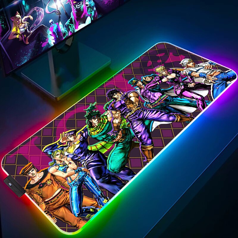 Mousepad Rgb Mouse Pad Xxl JOJO Keyboard Pc Gamer Desk Mat Gaming Accessories Cabinet Mats Anime 19 1 - Anime Mouse Pad Shop